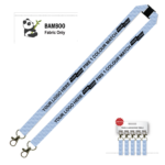 Bamboo Ribbed Lanyard Screen Printed 15mm - Double Carabiner and Breakaway, PMS Colour Matched (LBAM15-DCBA-PMS_EZI)