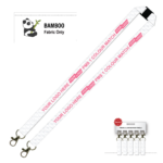 Bamboo Ribbed Lanyard Screen Printed 15mm - Double Carabiner and Breakaway, White (LBAM15-DCBA-WHI_EZI)