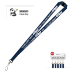 Bamboo Ribbed Lanyard Screen Printed 15mm - Swivel Hook and Breakaway, Navy (LBAM15-SHBA-NVY_EZI)