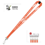 Bamboo Ribbed Lanyard Screen Printed 15mm - Swivel Hook and Breakaway, Orange (LBAM15-SHBA-ORG_EZI)