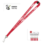 Bamboo Ribbed Lanyard Screen Printed 15mm - Swivel Hook and Breakaway, Red (LBAM15-SHBA-RED_EZI)