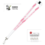 Bamboo Ribbed Lanyard Screen Printed 15mm - Swivel Hook and Breakaway, White (LBAM15-SHBA-WHI_EZI)