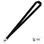Bamboo Plain Lanyard with Carabiner - 15mm 100% Bamboo, Black (LBCB-15B-BLK_EZI)