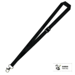 Bamboo Plain Lanyard with Carabiner and Breakaway - 15mm 100% Bamboo, Black (LBCBBA-15B-BLK_EZI)
