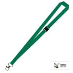 Bamboo Plain Lanyard with Carabiner and Breakaway - 15mm 100% Bamboo, Green (LBCBBA-15B-GRN_EZI)