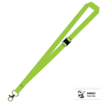 Bamboo Plain Lanyard with Carabiner and Breakaway - 15mm 100% Bamboo, Lime (LBCBBA-15B-LIME_EZI)