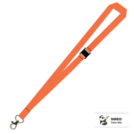 Bamboo Plain Lanyard with Carabiner and Breakaway - 15mm 100% Bamboo, Orange (LBCBBA-15B-ORG_EZI)
