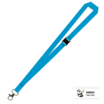 Bamboo Plain Lanyard with Carabiner and Breakaway - 15mm 100% Bamboo, Process Blue (LBCBBA-15B-PBLU_EZI)