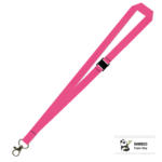 Bamboo Plain Lanyard with Carabiner and Breakaway - 15mm 100% Bamboo, Pink (LBCBBA-15B-PIN_EZI)