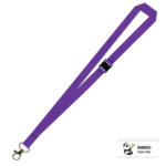 Bamboo Plain Lanyard with Carabiner and Breakaway - 15mm 100% Bamboo, Purple (LBCBBA-15B-PUR_EZI)