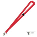 Bamboo Plain Lanyard with Carabiner and Breakaway - 15mm 100% Bamboo, Red (LBCBBA-15B-RED_EZI)