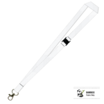 Bamboo Plain Lanyard with Carabiner and Breakaway - 15mm 100% Bamboo, White (LBCBBA-15B-WHI_EZI)