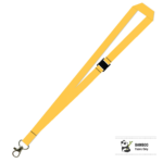 Bamboo Plain Lanyard with Carabiner and Breakaway - 15mm 100% Bamboo, Yellow (LBCBBA-15B-YEL_EZI)