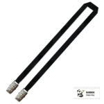 Bamboo Plain Lanyard with Double Alligator Clip - 15mm 100% Bamboo, Black (LBDA-15B-BLK_EZI)