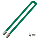 Bamboo Plain Lanyard with Double Alligator Clip - 15mm 100% Bamboo, Green (LBDA-15B-GRN_EZI)