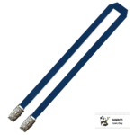 Bamboo Plain Lanyard with Double Alligator Clip - 15mm 100% Bamboo, Navy (LBDA-15B-NVY_EZI)