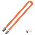 Bamboo Plain Lanyard with Double Alligator Clip - 15mm 100% Bamboo, Orange (LBDA-15B-ORG_EZI)