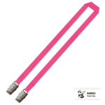Bamboo Plain Lanyard with Double Alligator Clip - 15mm 100% Bamboo, Pink (LBDA-15B-PIN_EZI)