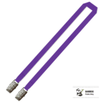 Bamboo Plain Lanyard with Double Alligator Clip - 15mm 100% Bamboo, Purple (LBDA-15B-PUR_EZI)