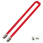 Bamboo Plain Lanyard with Double Alligator Clip - 15mm 100% Bamboo, Red (LBDA-15B-RED_EZI)