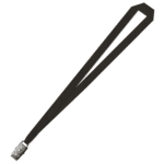 Gemini Plain Lanyard with Alligator Clip - 15mm Polyester, Black (LGAC-15-BLK_EZI)