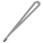Gemini Plain Lanyard with Alligator Clip - 15mm Polyester, Grey (LGAC-15-GREY_EZI)