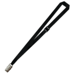 Gemini Plain Lanyard with Alligator Clip and Breakaway - 15mm Polyester, Black (LGACBA-15-BLK_EZI)