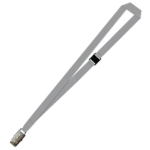 Gemini Plain Lanyard with Alligator Clip and Breakaway - 15mm Polyester, Grey (LGACBA-15-GREY_EZI)