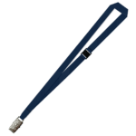 Gemini Plain Lanyard with Alligator Clip and Breakaway - 15mm Polyester, Navy (LGACBA-15-NVY_EZI)