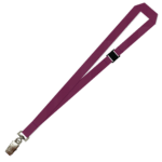 Gemini Plain Lanyard with Alligator Clip and Breakaway - 20mm Polyester, Burgundy (LGACBA-20-BUR_EZI)