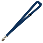 Gemini Plain Lanyard with Alligator Clip and Breakaway - 20mm Polyester, Navy (LGACBA-20-NVY_EZI)
