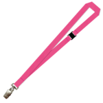 Gemini Plain Lanyard with Alligator Clip and Breakaway - 20mm Polyester, Pink (LGACBA-20-PIN_EZI)