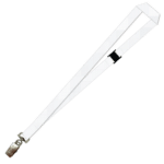 Gemini Plain Lanyard with Alligator Clip and Breakaway - 20mm Polyester, White (LGACBA-20-WHI_EZI)