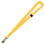 Gemini Plain Lanyard with Alligator Clip and Breakaway - 20mm Polyester, Yellow (LGACBA-20-YEL_EZI)