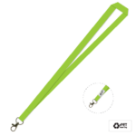 Gemini Plain Lanyard with Carabiner - 15mm rPET, Lime (LGCB-15P-LIME_EZI)