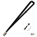 Gemini Plain Lanyard with Alligator Clip and Breakaway - 15mm rPET, Black (LGACBA-15P-BLK_EZI)