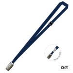 Gemini Plain Lanyard with Alligator Clip and Breakaway - 15mm rPET, Navy (LGACBA-15P-NVY_EZI)