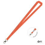 Gemini Plain Lanyard with Carabiner - 15mm rPET, Orange (LGCB-15P-ORG_EZI)