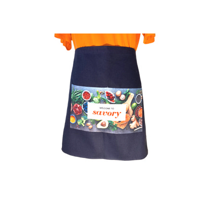 Blue Cotton Waist Apron Custom Printed Full Colour