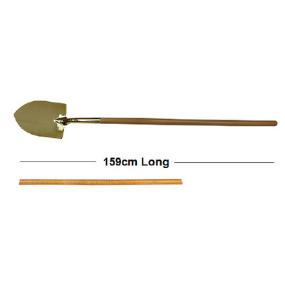 Gold Groundbreaking Ceremonial Shovel with long wooden handle
