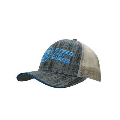 Wood Printed Fabric/Mesh Back cap 