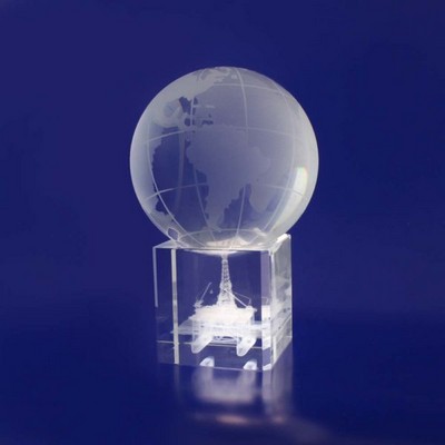 3D Crystal Award - Spinning Globe