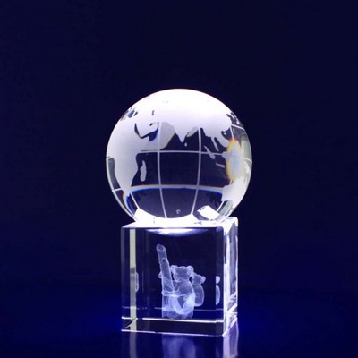 3D Crystal Award - Spinning Globe