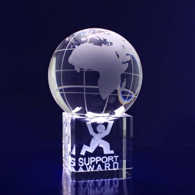 3D Crystal Award - Spinning Globe