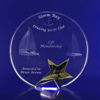 3D Crystal Award - Star Round Trophy