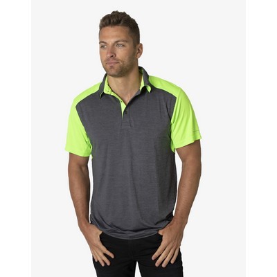BKP401 Polo Shirts - Charcoal-Heather-Neon-Lime