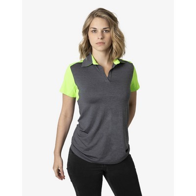 BKP401L Polo Shirts - Charcoal-Heather-Neon-Lime