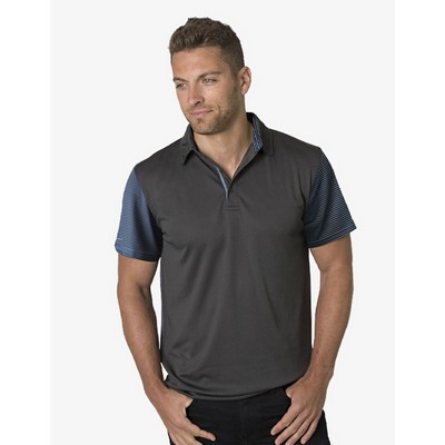 BKP600 Polo Shirts - Dark-Charcoal-Charcoal-Heather-Hawaiian-Blue-Stripes