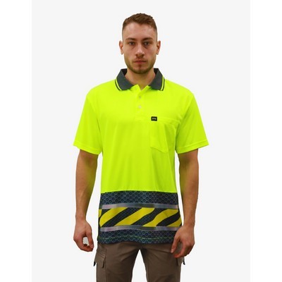 SFWP05 Polo Shirts - Fluro-Yellow-Hexagon-Metal
