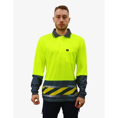 SFWP06 Polo Shirts - Fluro-Yellow-Hexagon-Metal